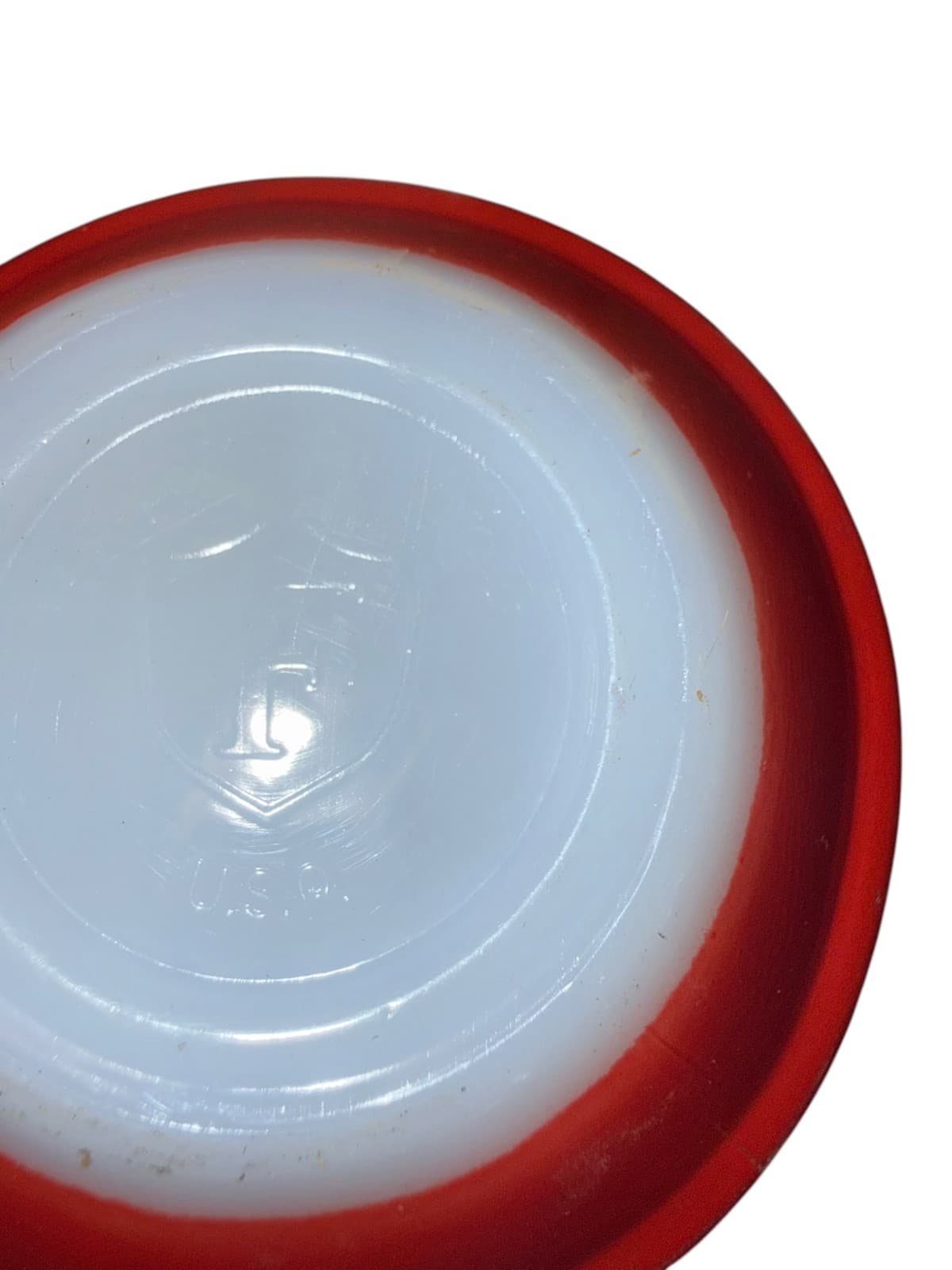 Vintage Federal Glass Red Milk Glass Mug D-Handle F Shield Logo - Thumbnail 7