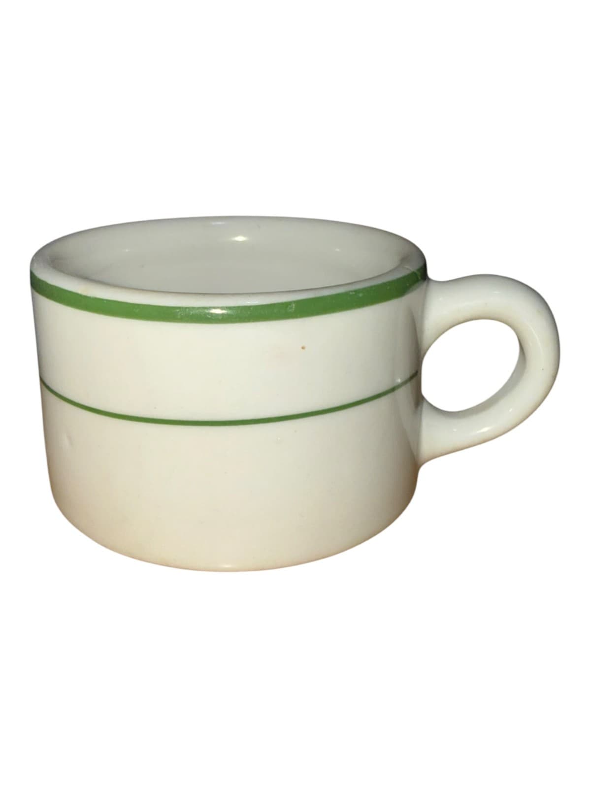 Vintage Buffalo White Green Striped Coffee Mug Cup Ceramic