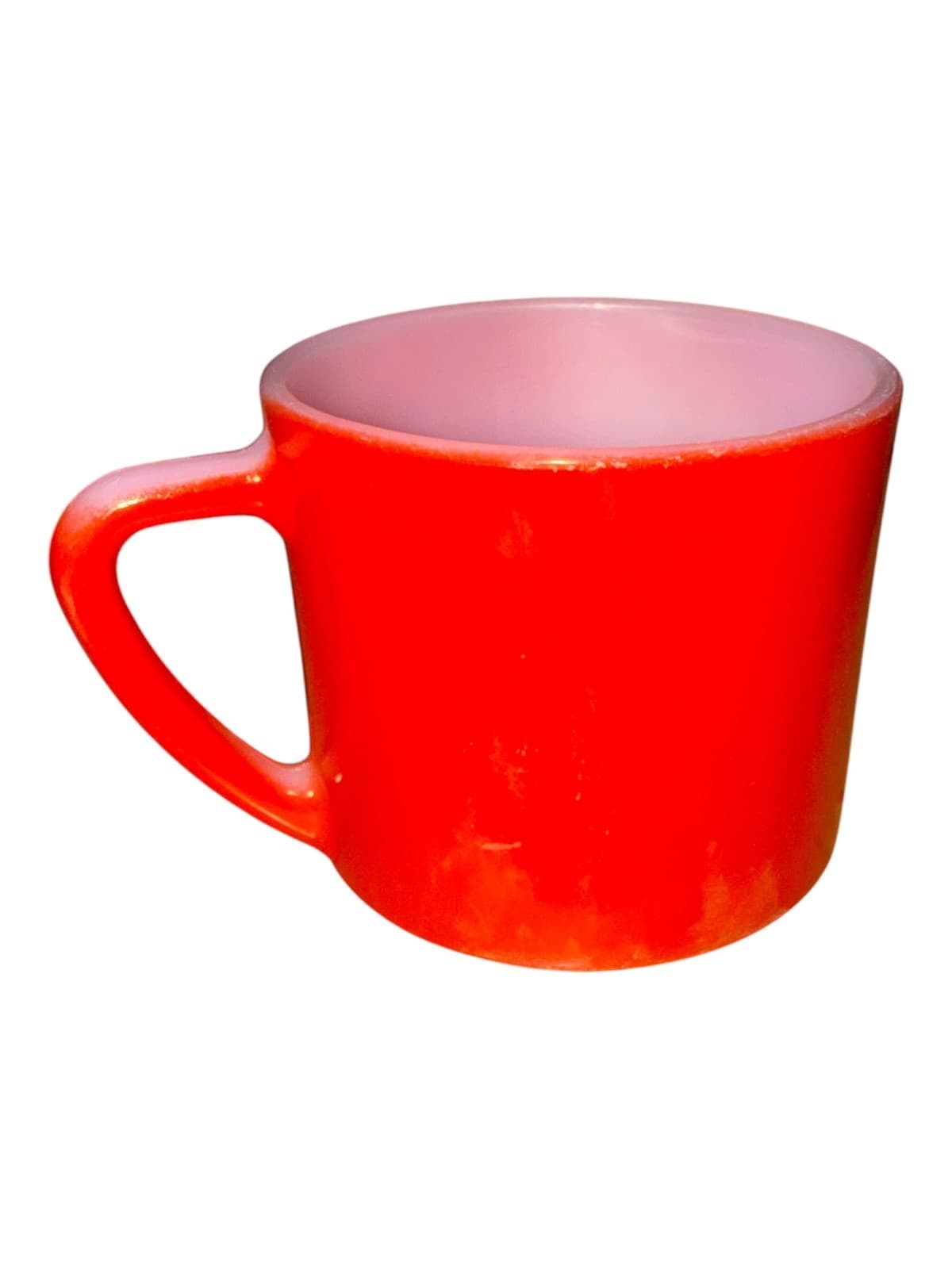 Vintage Federal Glass Red Milk Glass Mug D-Handle F Shield Logo - Thumbnail 2
