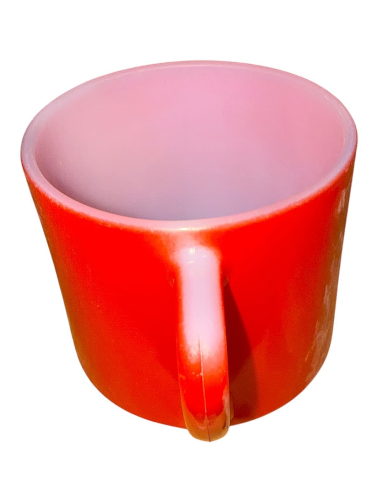 Vintage Federal Glass Red Milk Glass Mug D-Handle F Shield Logo - Thumbnail 4