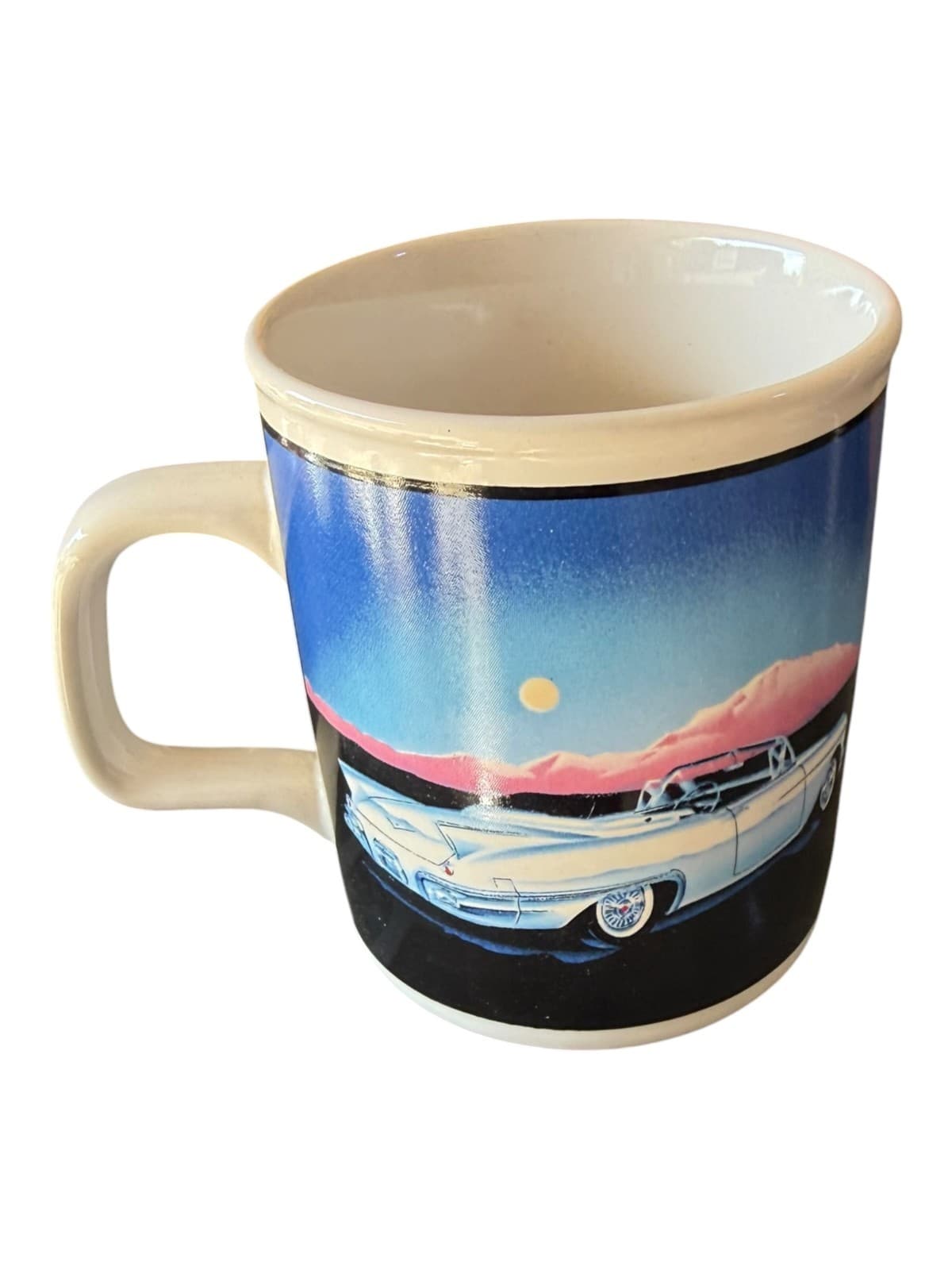 Vintage 1985 Plymouth Enesco 57 Heaven Cadillac Car Coffee Mug Cup - Thumbnail 2