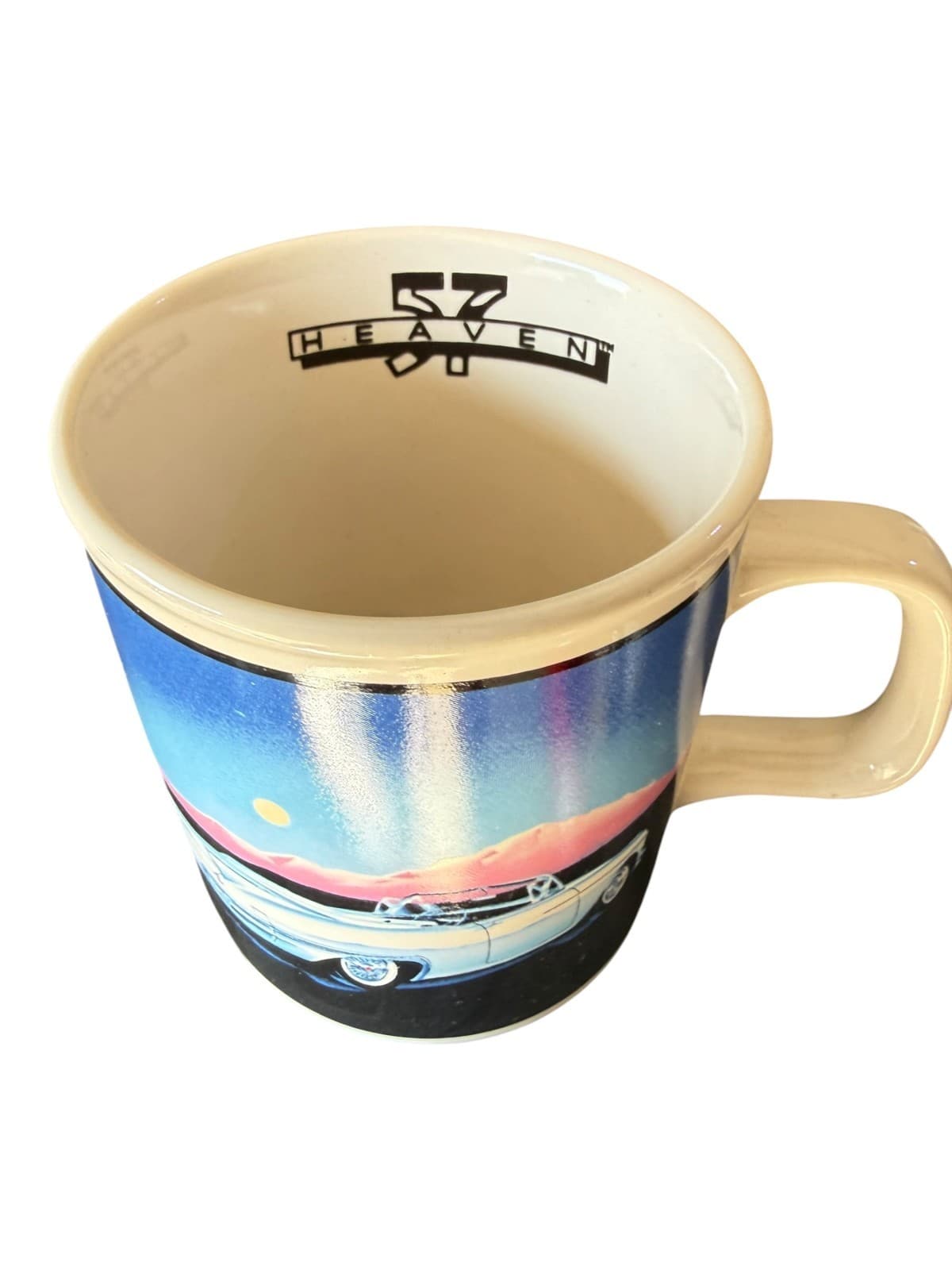 Vintage 1985 Plymouth Enesco 57 Heaven Cadillac Car Coffee Mug Cup - Thumbnail 3