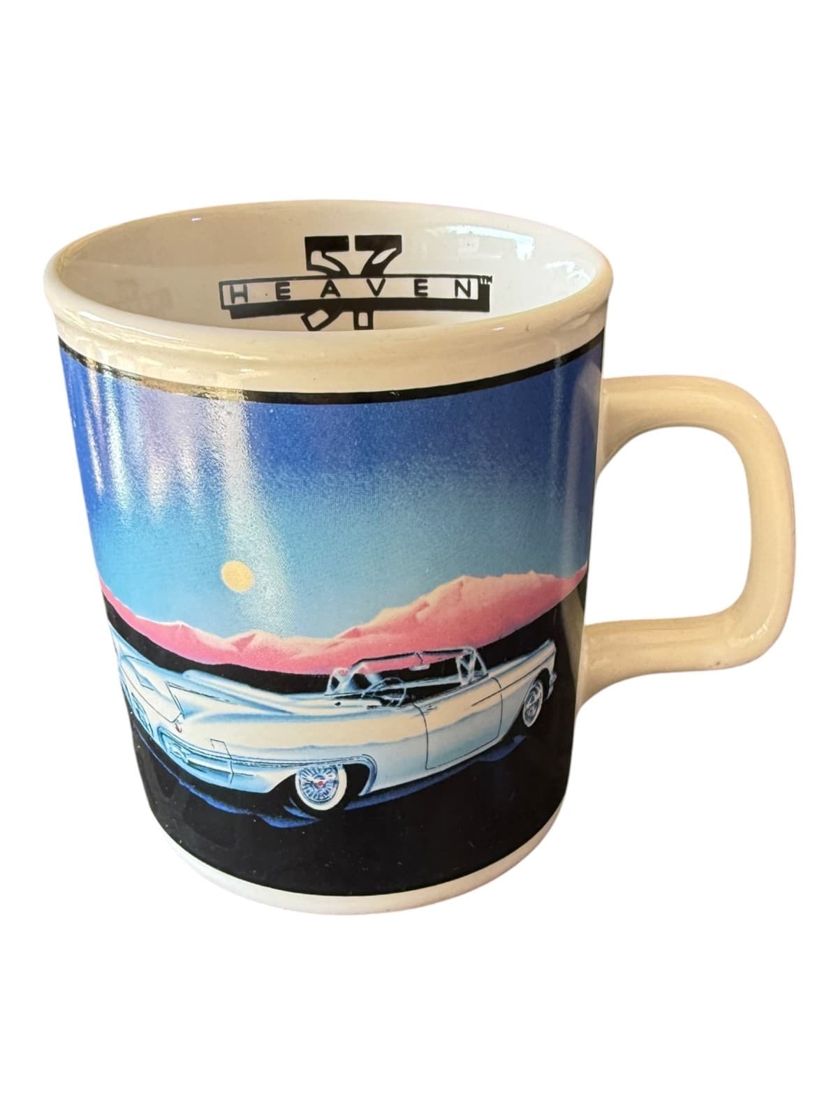 Vintage 1985 Plymouth Enesco 57 Heaven Cadillac Car Coffee Mug Cup