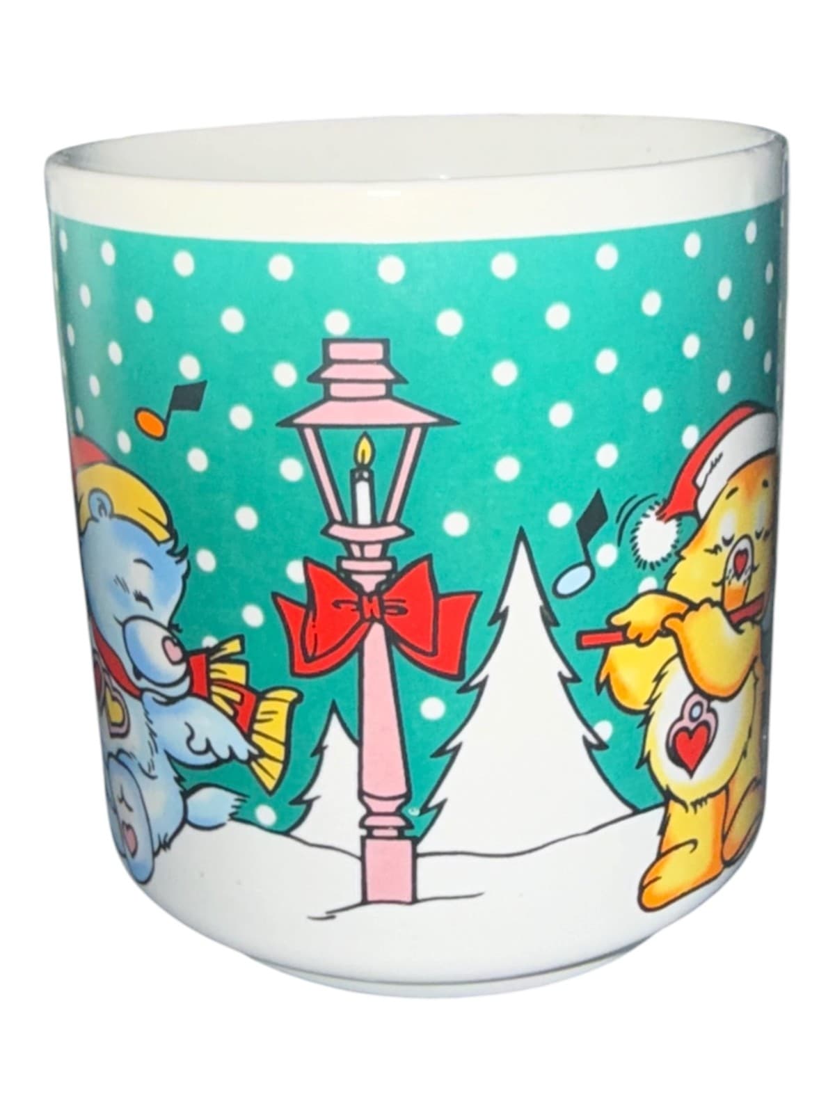 Vintage Care Bears Style Christmas Coffee Mug Tea Cup Holiday Caroling Ceramic - Thumbnail 3