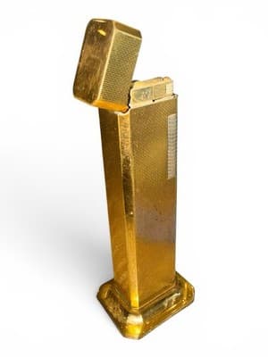 Vintage Dunhill Tallboy Table Lighter Gold Tone Made In England - Thumbnail 10