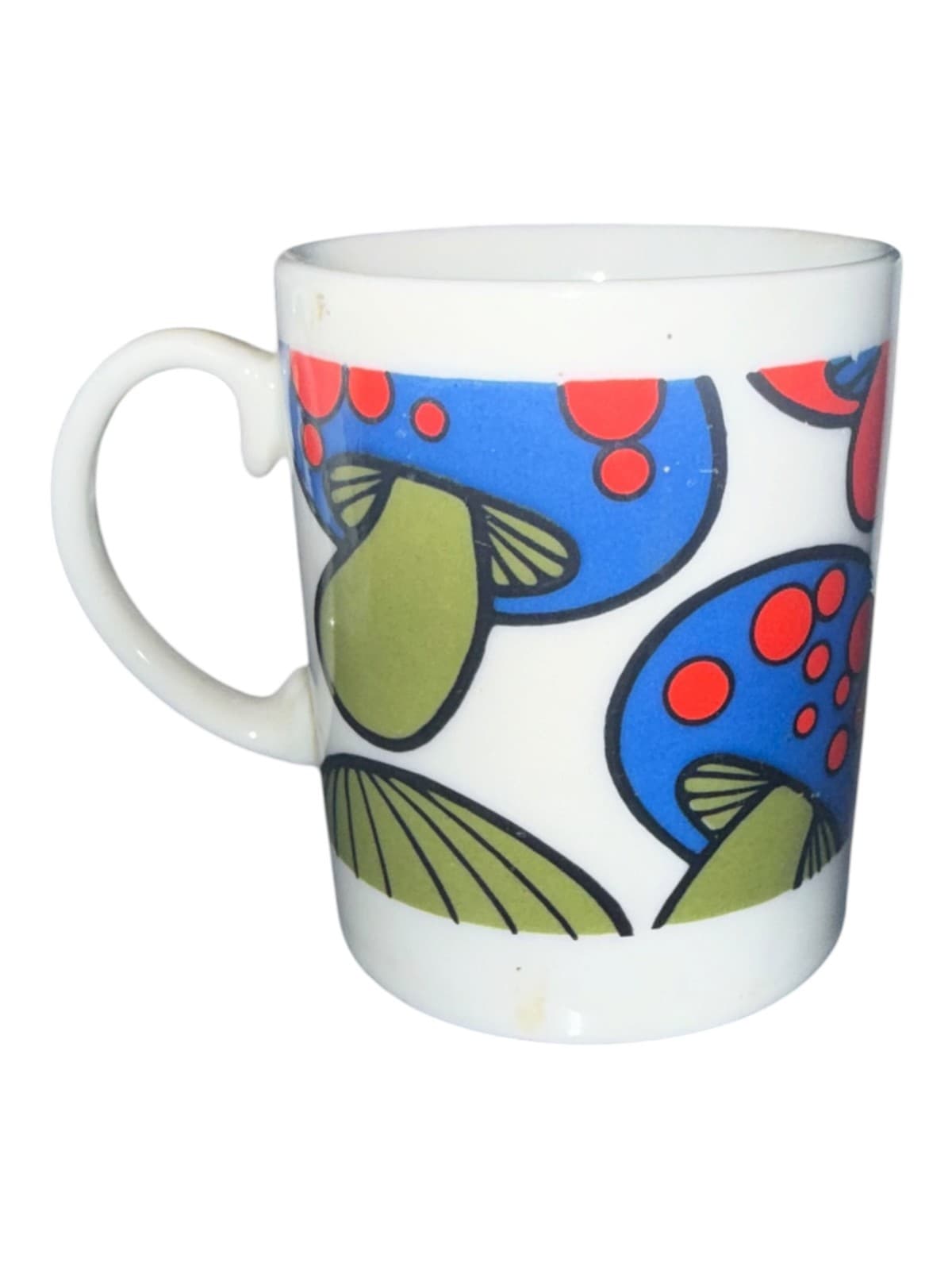 Vintage Mushroom Coffee Mug Tea Cup Ceramic White - Thumbnail 2