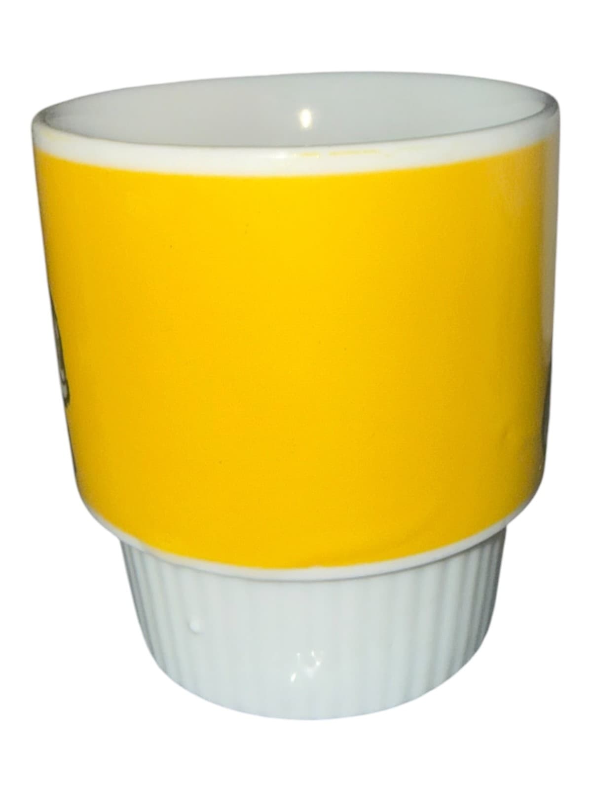 Vintage Nevco Stacking Coffee Mug Cup Yellow Mushroom Ribbed Bottom - Thumbnail 3