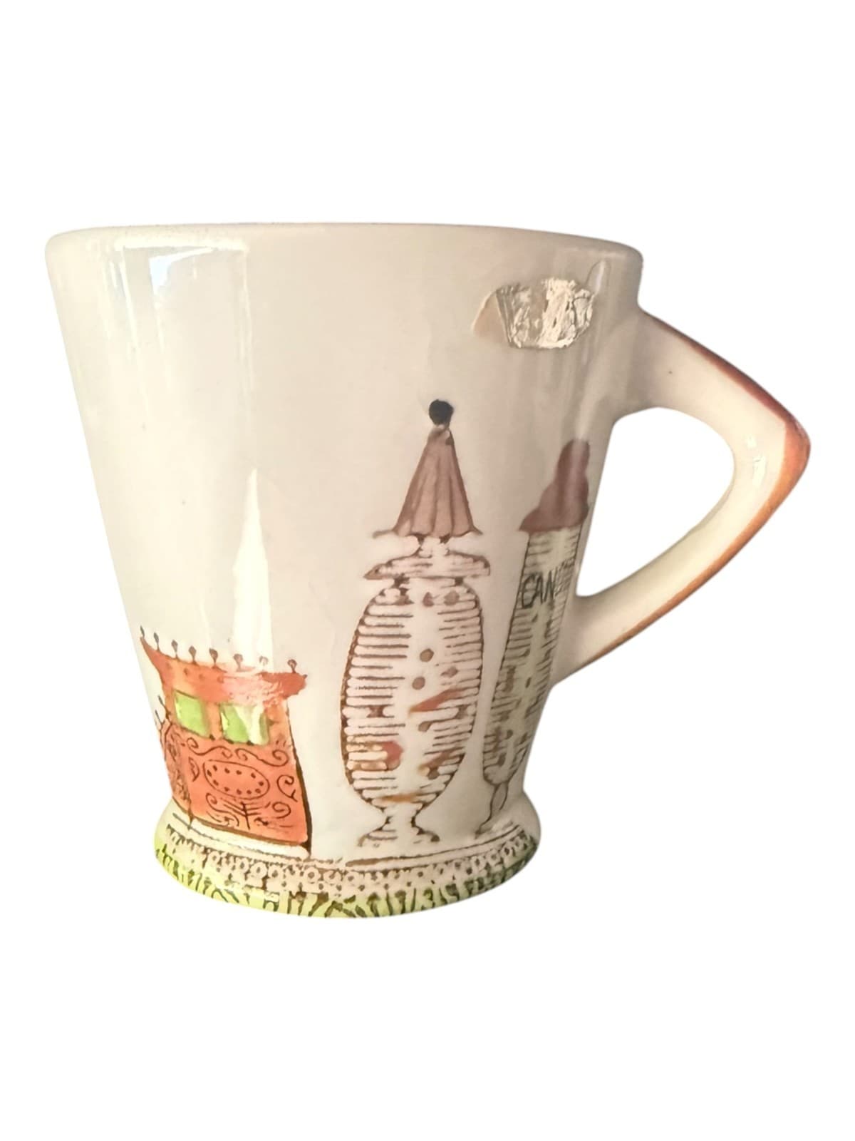 Vintage Enesco Candy Store Coffee Mug Tea Cup Hand Painted Ceramic White