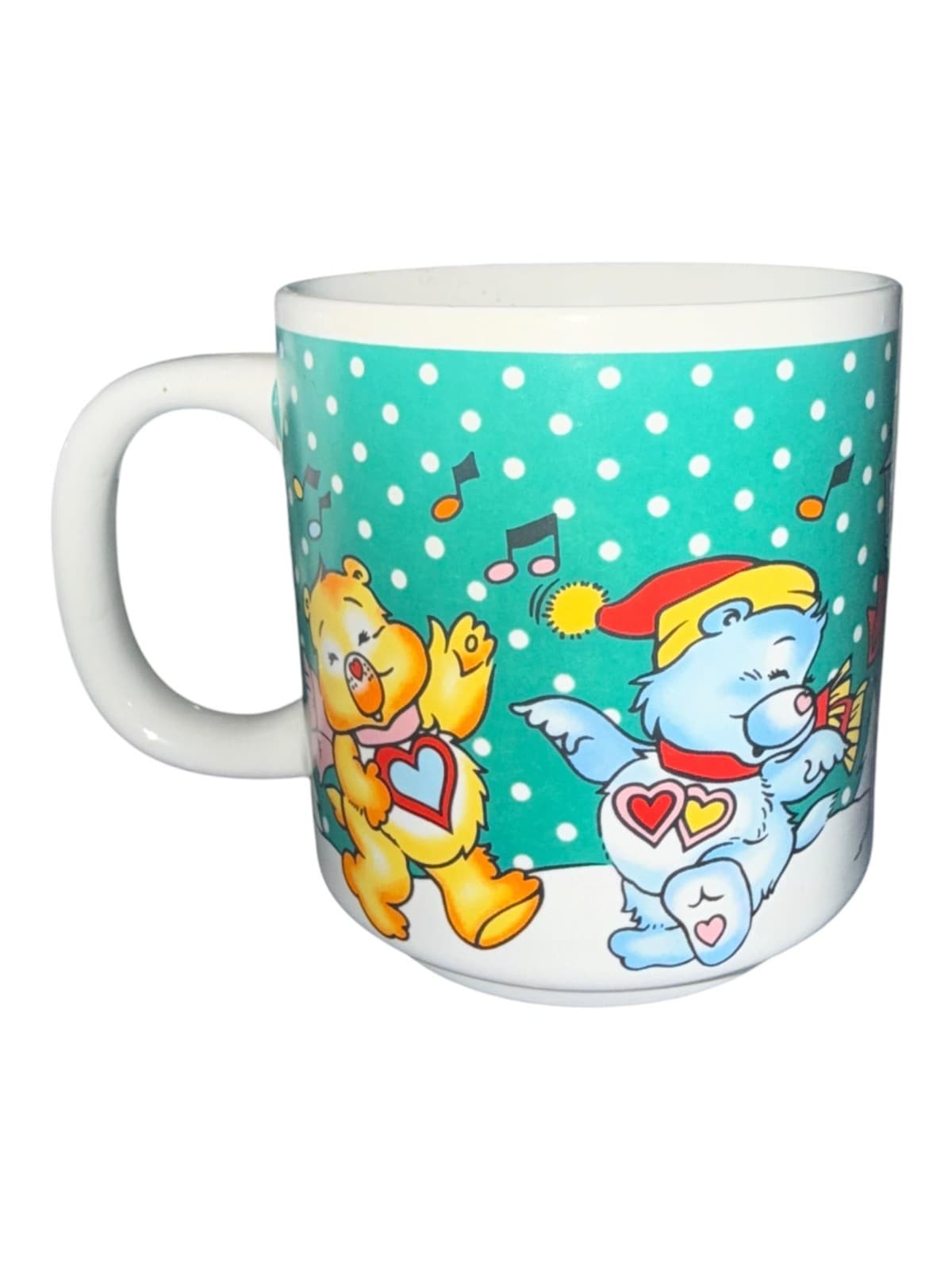 Vintage Care Bears Style Christmas Coffee Mug Tea Cup Holiday Caroling Ceramic - Thumbnail 2