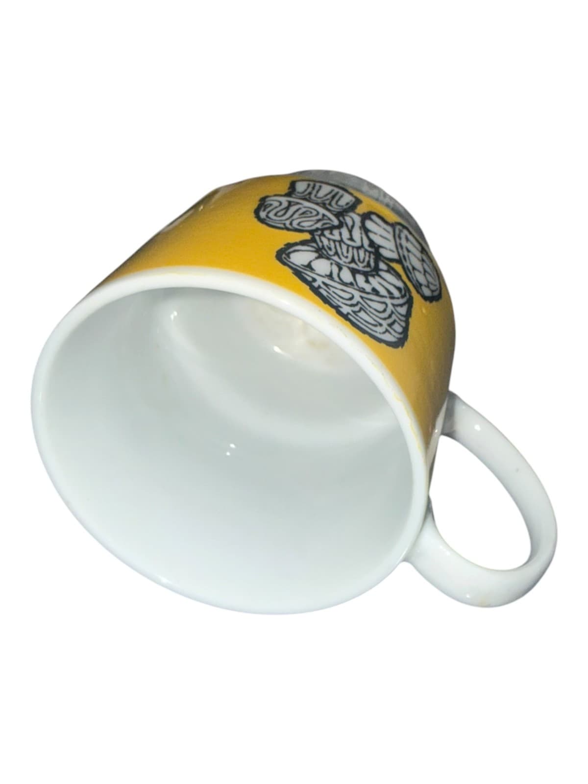 Vintage Nevco Stacking Coffee Mug Cup Yellow Mushroom Ribbed Bottom - Thumbnail 4
