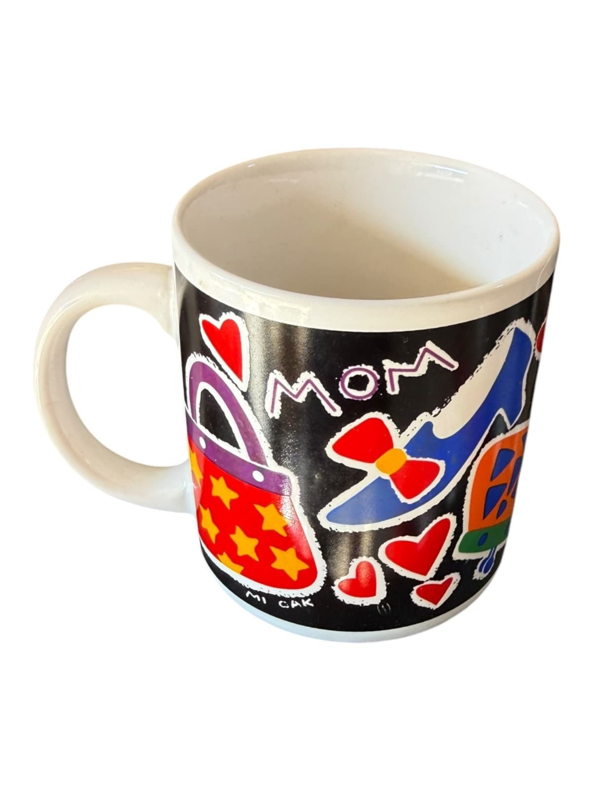 Vintage 90s Mom Pop Art Hearts Purses Shoes Ceramic Coffee Mug Cup NEW - Thumbnail 4