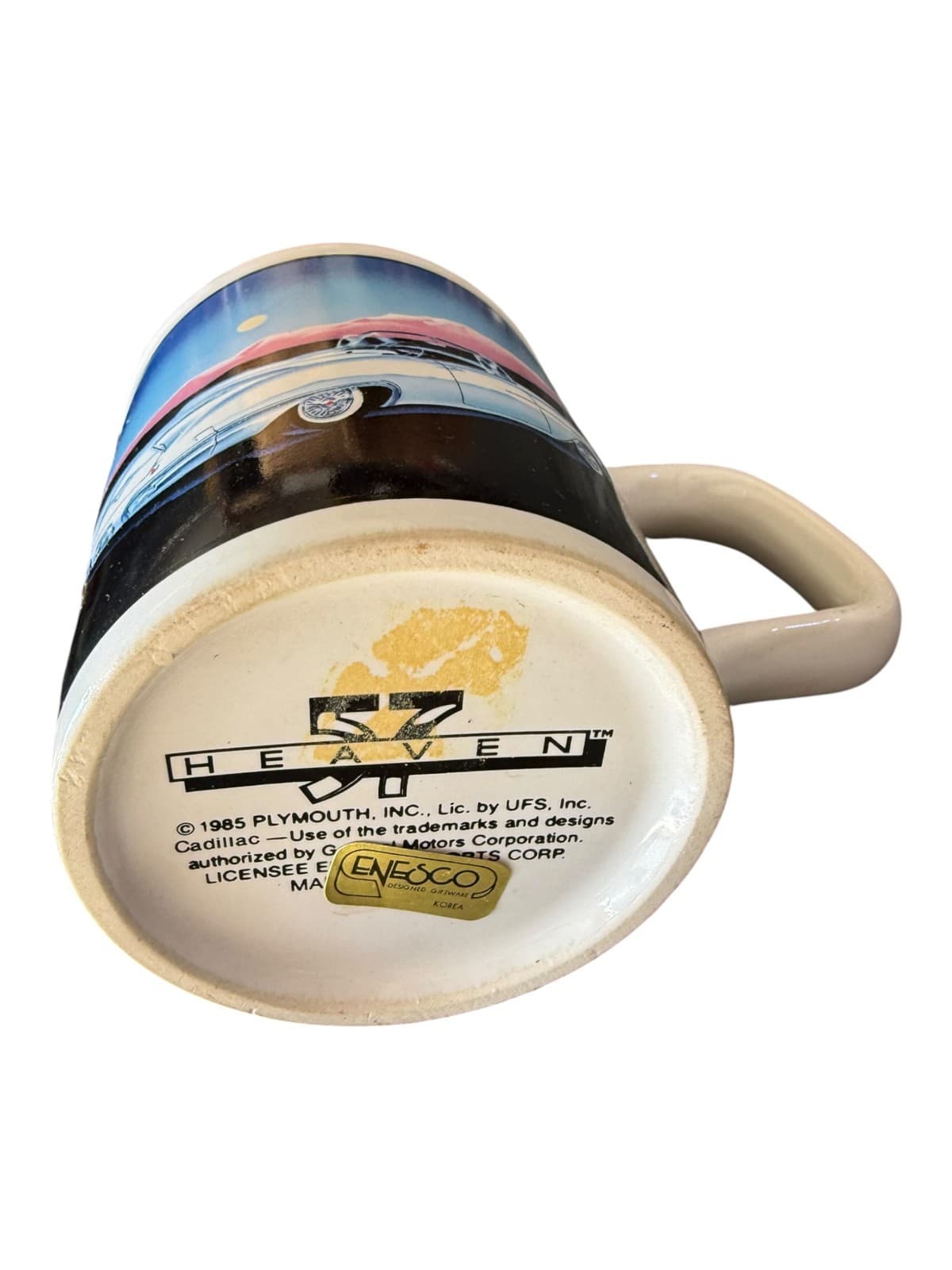 Vintage 1985 Plymouth Enesco 57 Heaven Cadillac Car Coffee Mug Cup - Thumbnail 4