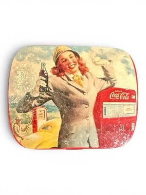 Coca-Cola Small Tin Vintage Style 1950s Gas Station Coke Advertising