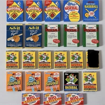 Vintage Baseball Card Wax Pack Lot 23 Unopened Topps Donruss Fleer OPC 1980s
