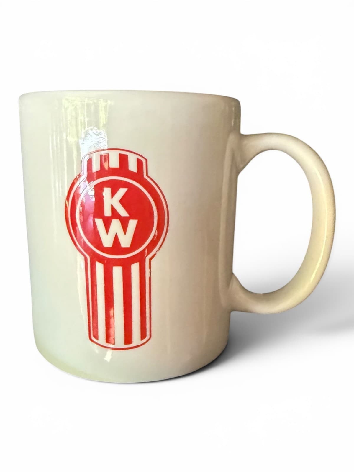 Vintage Kenworth Truck Red Striped Logo Coffee Mug Cup White Ceramic