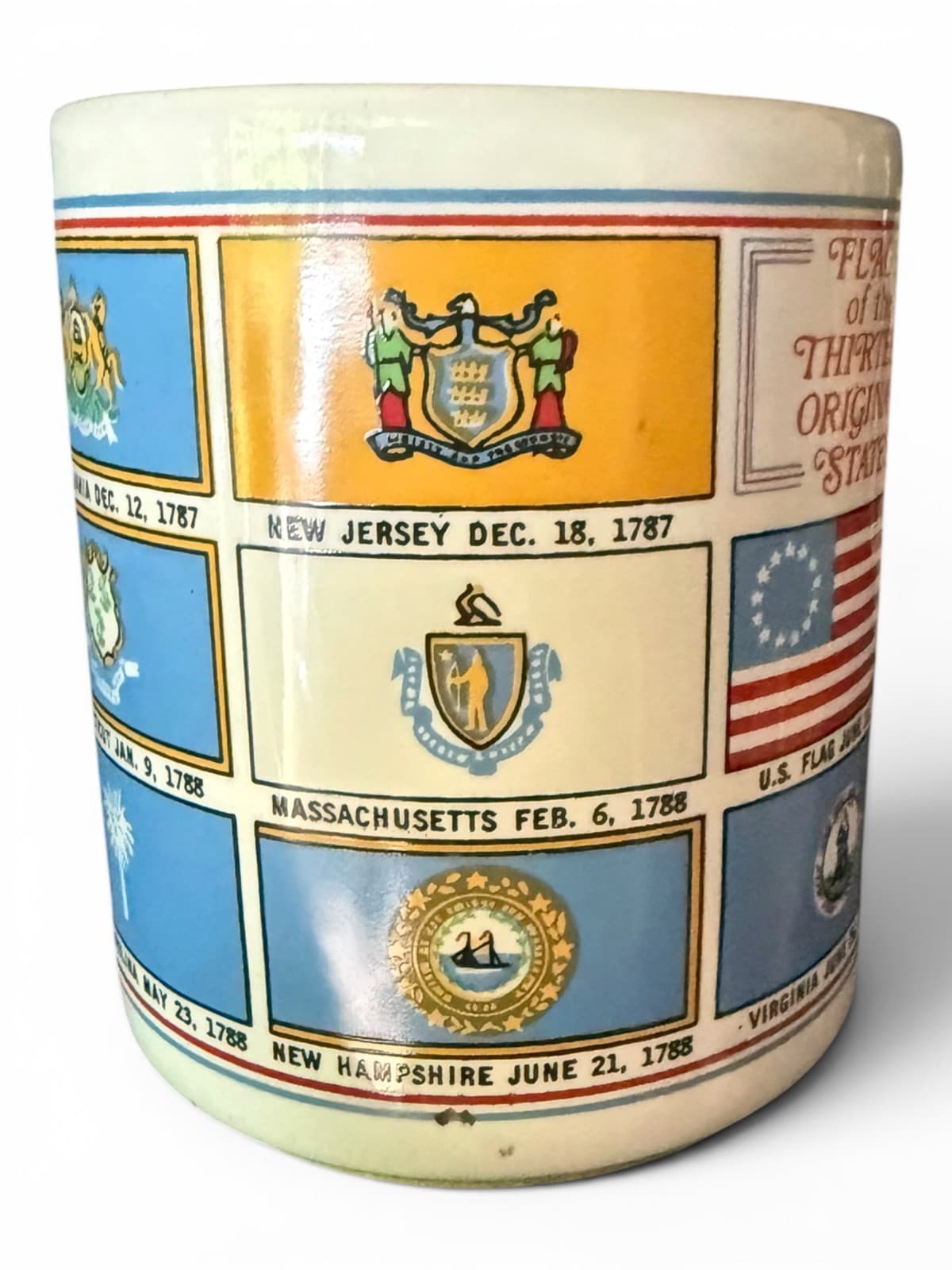 Vintage Flags of the Thirteen Original States Ceramic Coffee Mug Cup 276M - Thumbnail 4