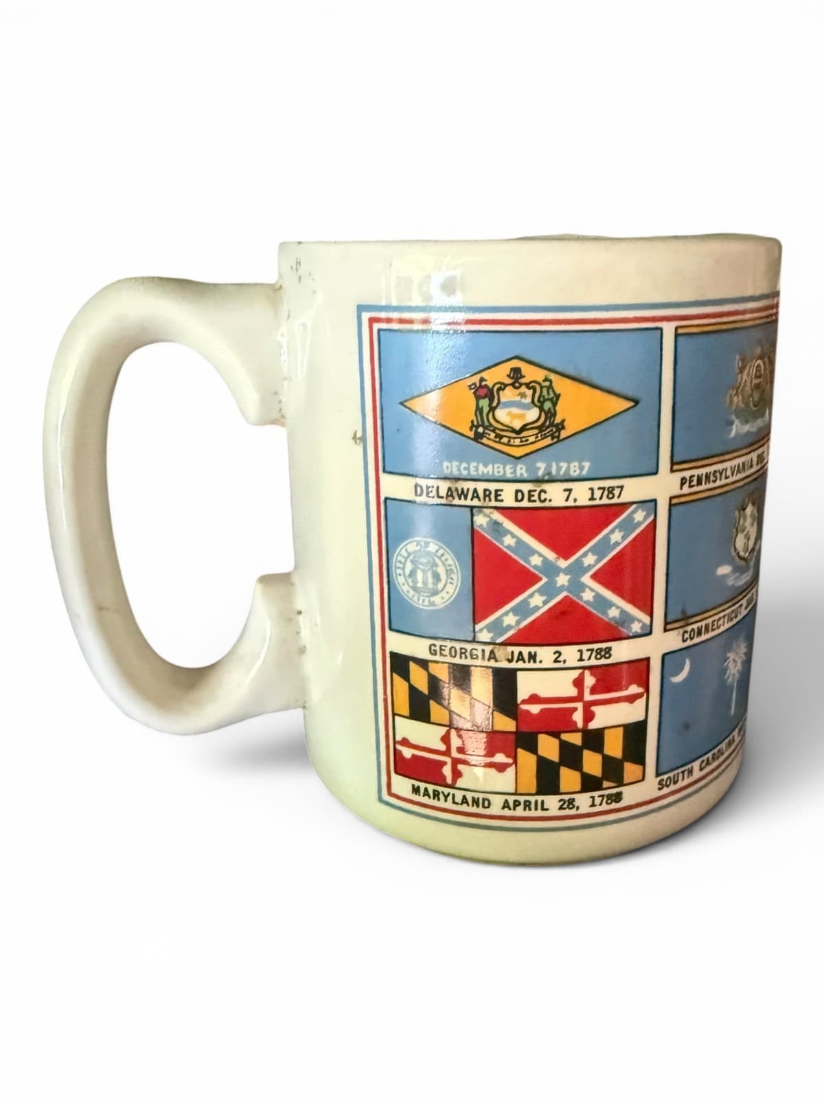 Vintage Flags of the Thirteen Original States Ceramic Coffee Mug Cup 276M - Thumbnail 6