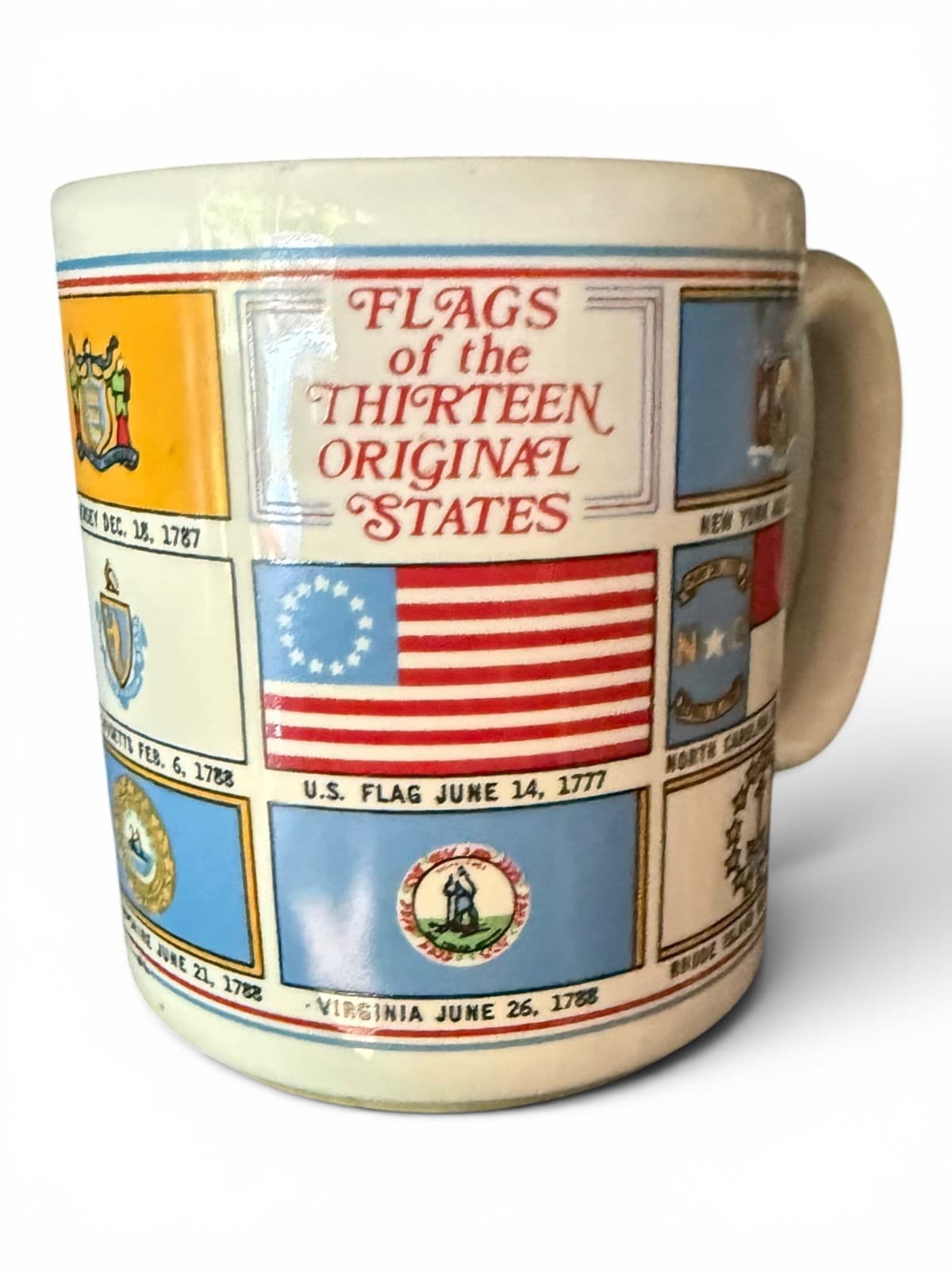 Vintage Flags of the Thirteen Original States Ceramic Coffee Mug Cup 276M - Thumbnail 3