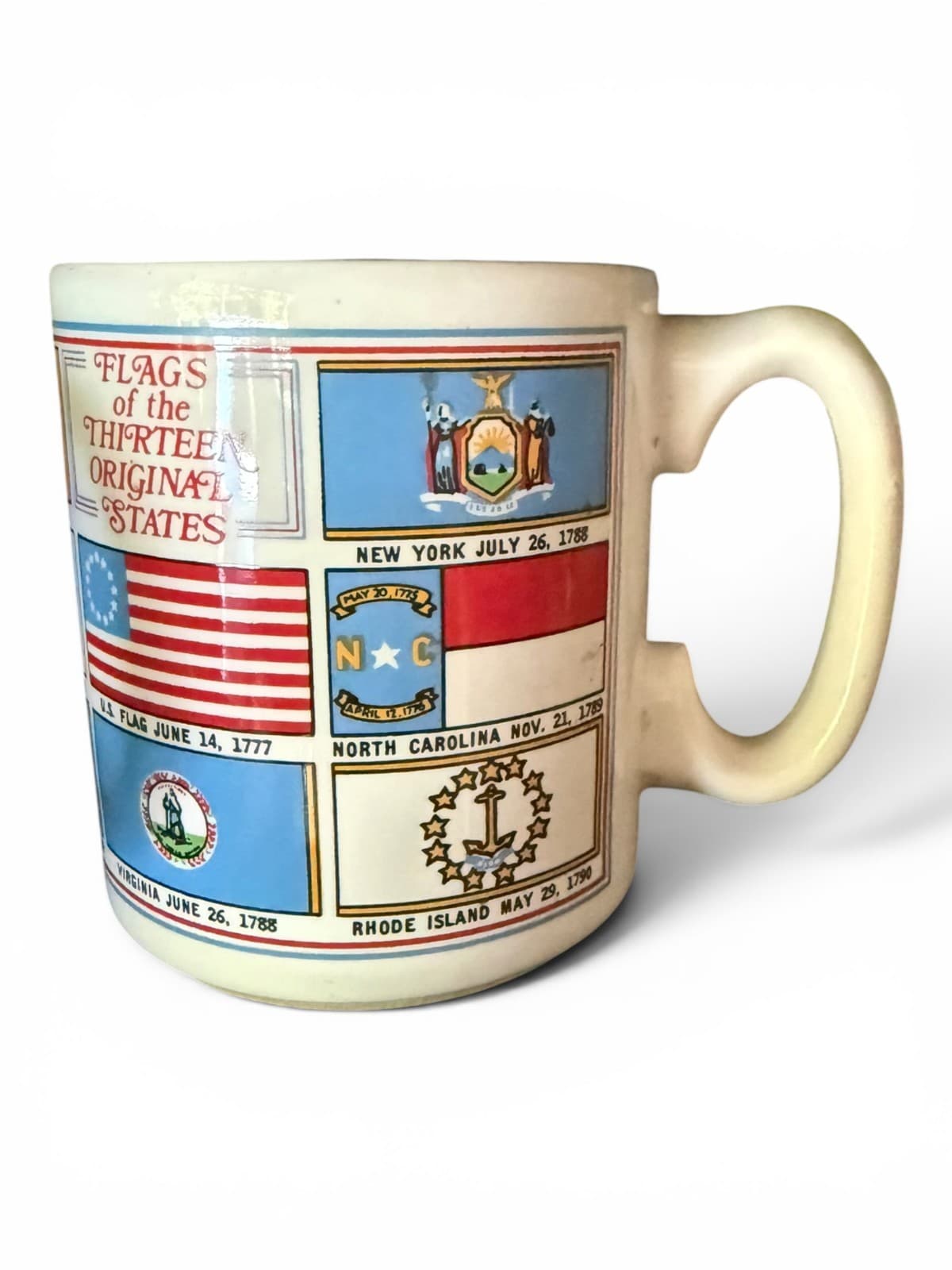 Vintage Flags of the Thirteen Original States Ceramic Coffee Mug Cup 276M