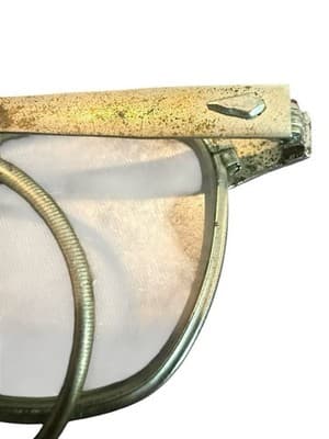 Vintage 1930s–1940s Safety Motorcycle Aviation Glasses Leather Bridge - Thumbnail 4