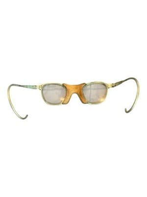 Vintage 1930s–1940s Safety Motorcycle Aviation Glasses Leather Bridge - Thumbnail 5