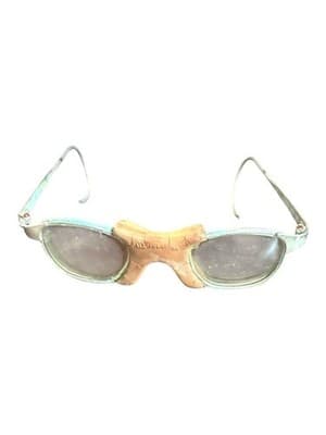 Vintage 1930s–1940s Safety Motorcycle Aviation Glasses Leather Bridge - Thumbnail 6