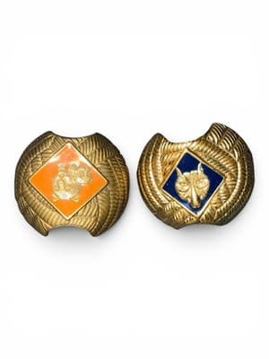 Vintage Cub Scout Boy Scout Neckerchief Slides Gold Tone Enamel Lot of 2