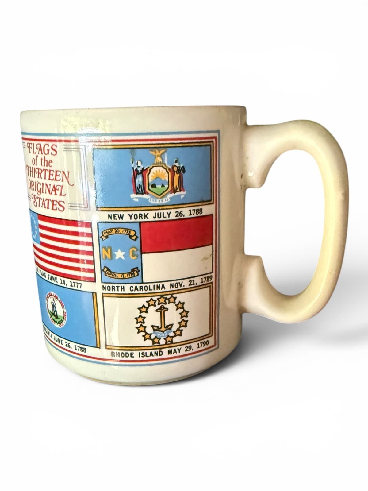 Vintage Flags of the Thirteen Original States Ceramic Coffee Mug Cup 276M - Thumbnail 2