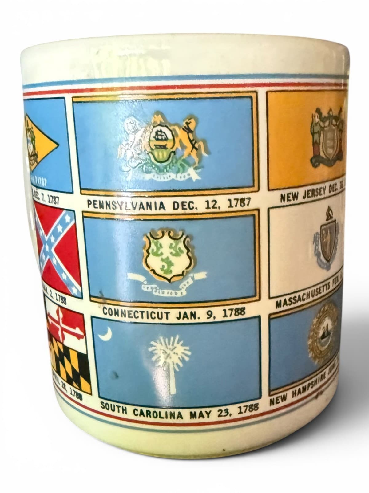Vintage Flags of the Thirteen Original States Ceramic Coffee Mug Cup 276M - Thumbnail 5