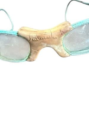 Vintage 1930s–1940s Safety Motorcycle Aviation Glasses Leather Bridge - Thumbnail 9
