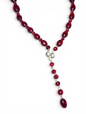 Vintage Red Lariat & Black Bead Necklace Lot - Thumbnail 4