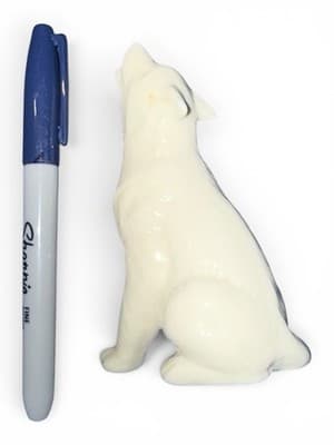 Small White Ceramic Howling Wolf Dog Figurine Glazed Porcelain Decor - Thumbnail 3