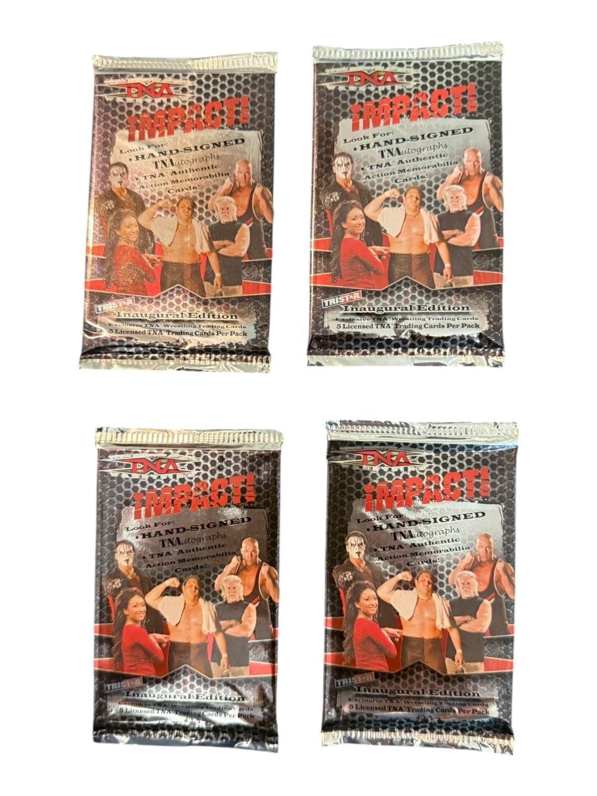 Lot of 4 Tristar TNA Impact Wrestling Inaugural Edition Hand Signed Cards Pack
