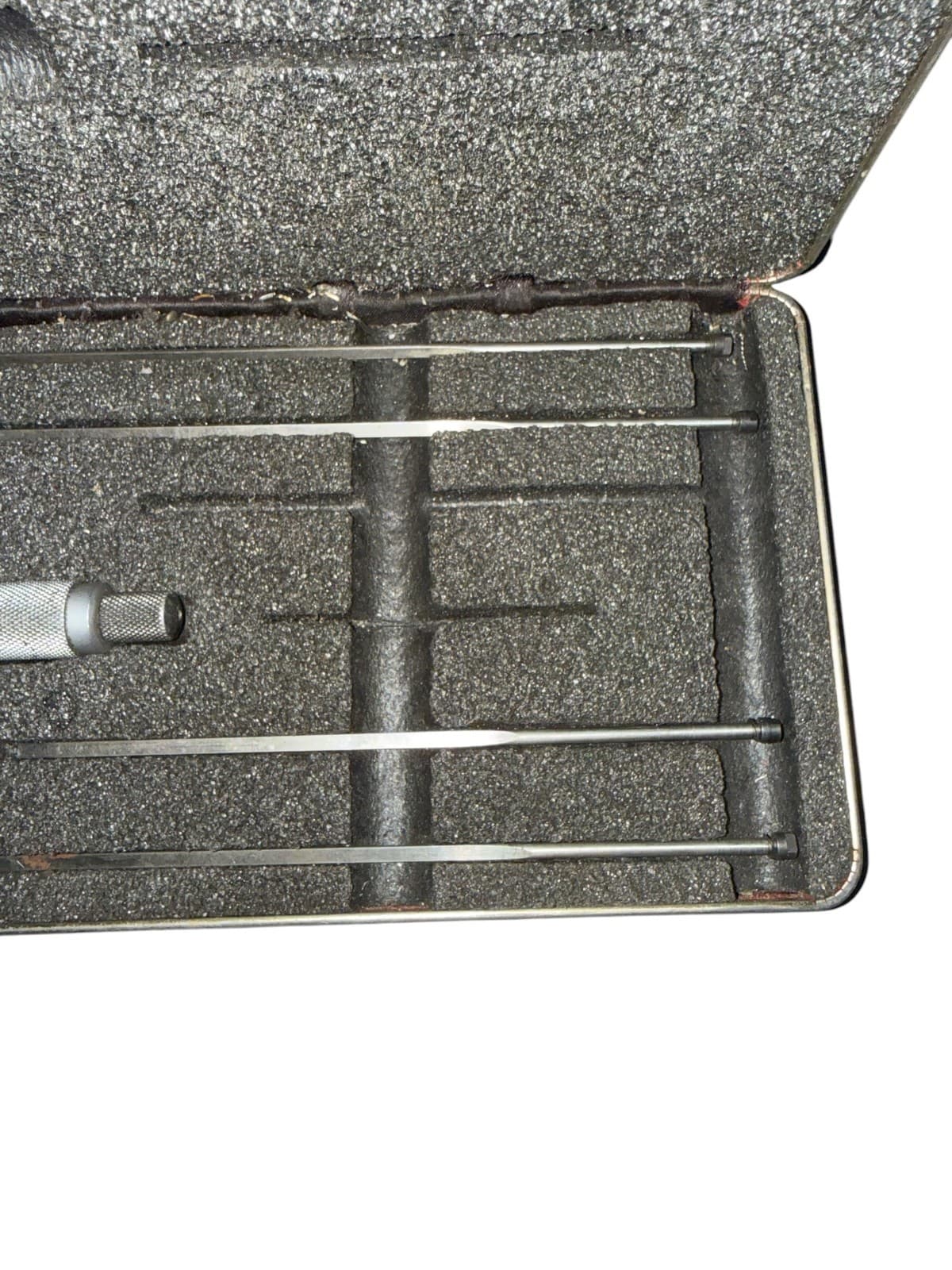 Vintage Starrett Mechanical Depth Micrometer Set w/ 4 Rods and Fitted Case - Thumbnail 3