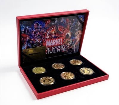 Marvel Avengers 24K Gold Plated Commemorative Coin Set w Display Case COA - Thumbnail 2