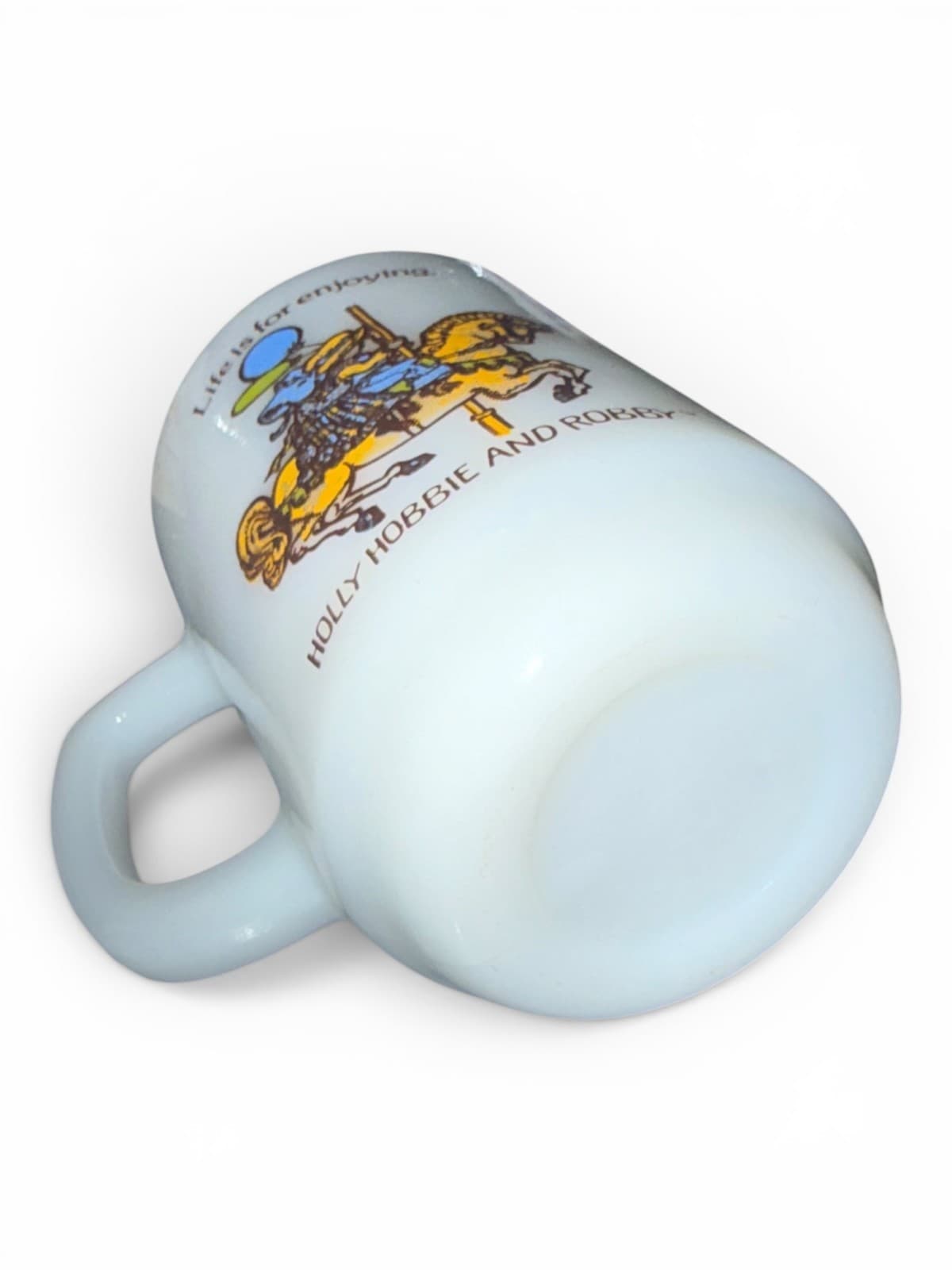 Vintage Holly Hobbie and Robby Life Is For Enjoying Milk Glass Coffee Mug - Thumbnail 5