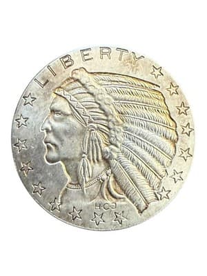 Vintage HCJ Indian Head 1 Troy Oz .999 Silver Round Eagle Toned Bullion