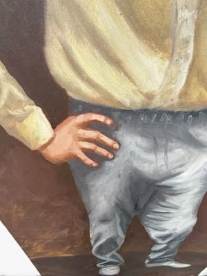 Large Outsider Folk Art Portrait Painting 68” Vintage Man Canvas Decor - Thumbnail 8