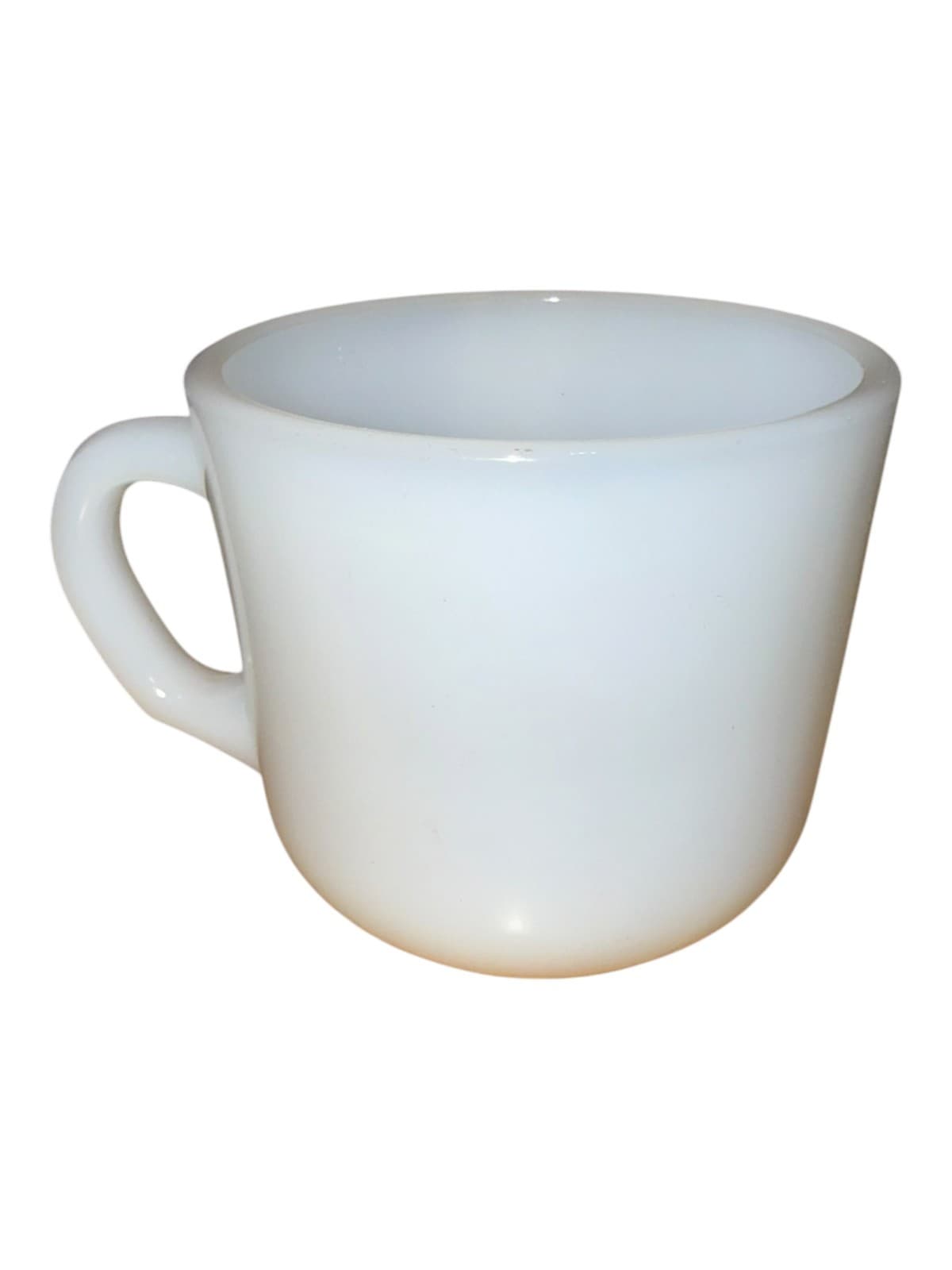 Vintage White Milk Glass Coffee Mug Cup D-Handle