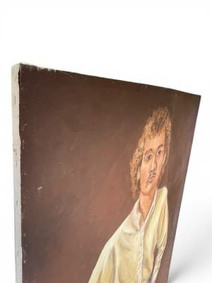 Large Outsider Folk Art Portrait Painting 68” Vintage Man Canvas Decor - Thumbnail 9
