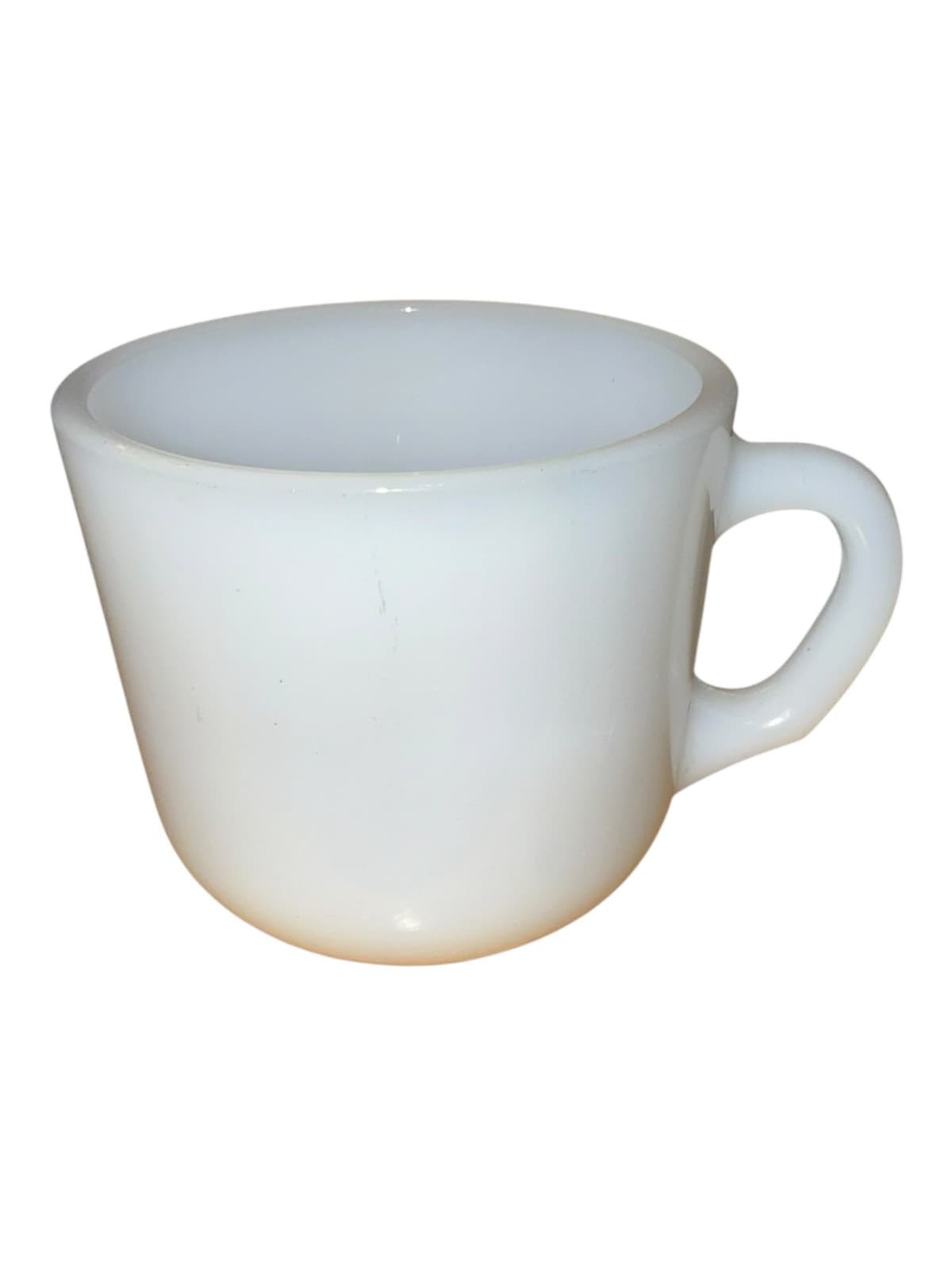 Vintage White Milk Glass Coffee Mug Cup D-Handle - Thumbnail 2