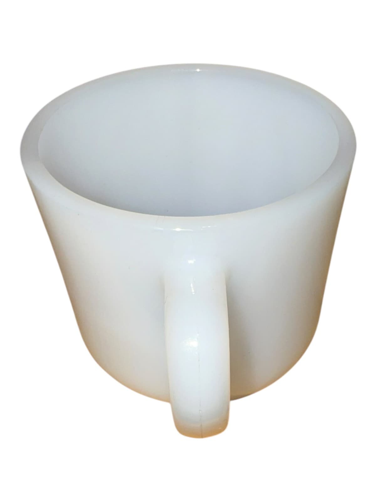 Vintage White Milk Glass Coffee Mug Cup D-Handle - Thumbnail 3