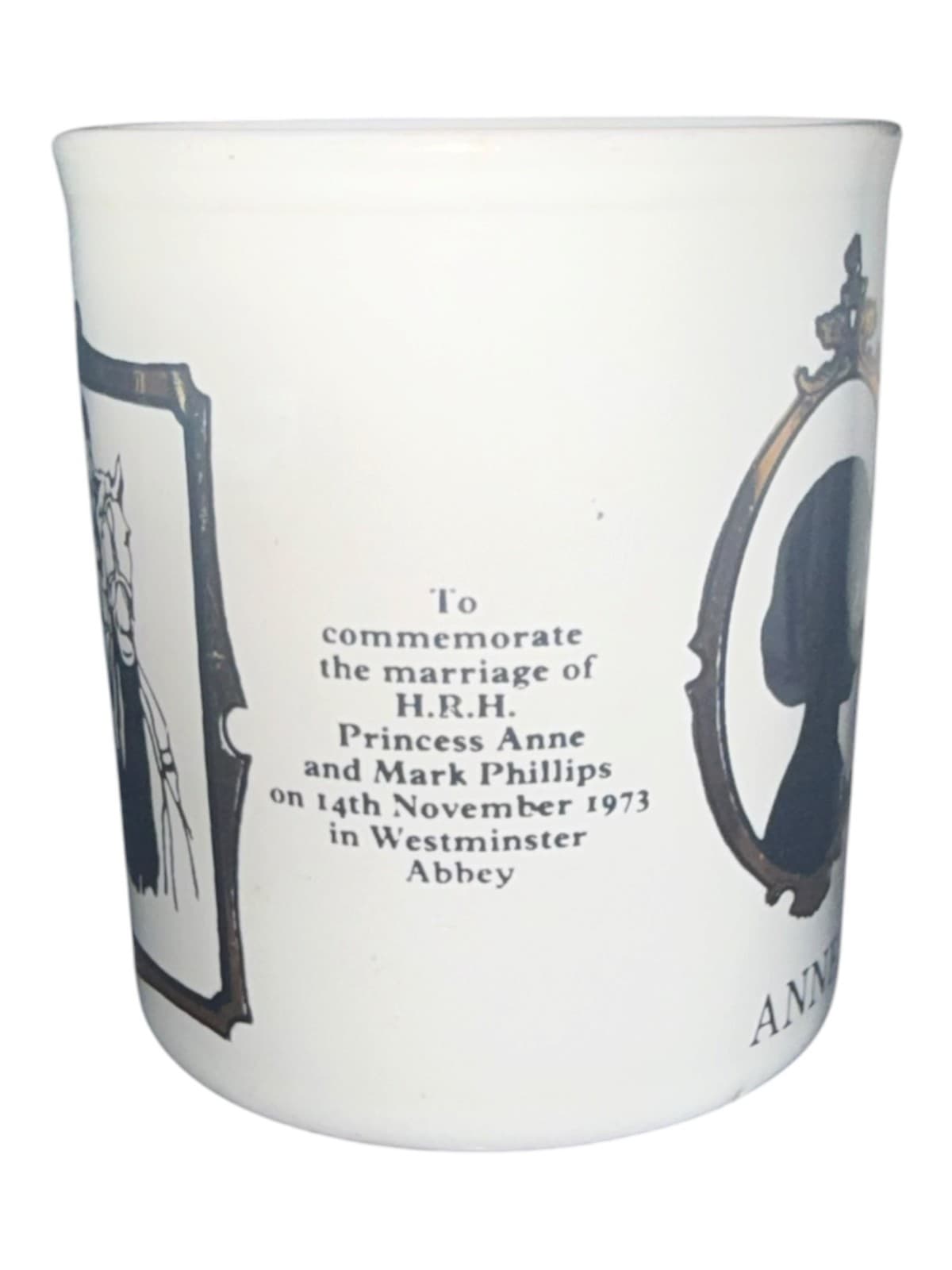 VTG 1973 Staffordshire Potteries Anne Mark Royal Wedding Coffee Mug Cup Ceramic - Thumbnail 2