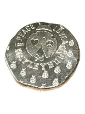Custom Skull 1 oz .999 Fine Silver Round Peace Love Hayleybug 30g - Thumbnail 4