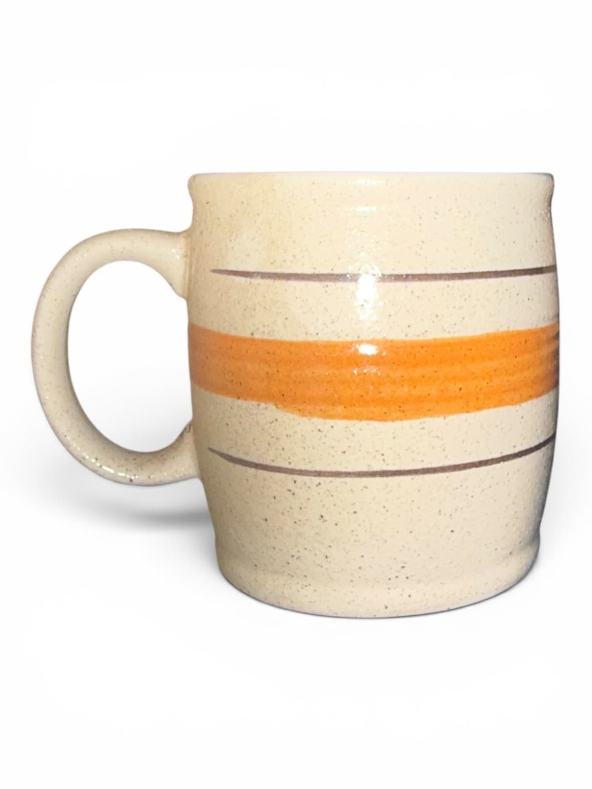 Vintage Sunny Korea Orange Stripe Speckled Coffee Mug Cup Ceramic