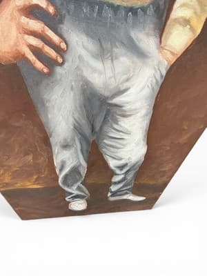 Large Outsider Folk Art Portrait Painting 68” Vintage Man Canvas Decor - Thumbnail 5