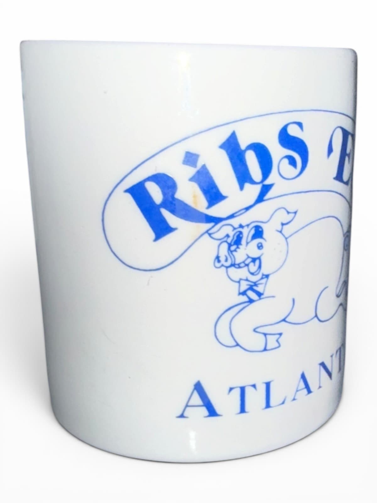 Vintage Ribs Etc Atlanta White Pig Advertising Ceramic Coffee Mug - Thumbnail 4