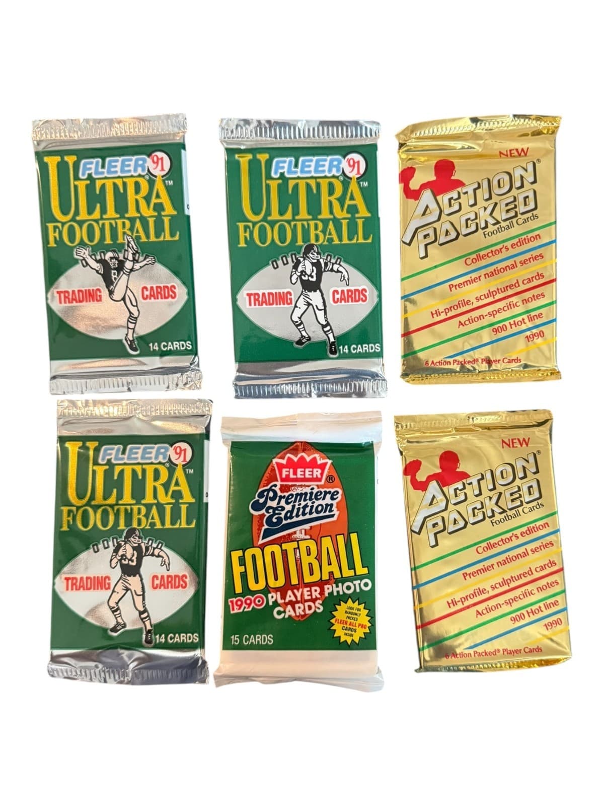 Lot of 6 1990/1991 Fleer Premiere Edition & Ultra Action Packed Football Cards