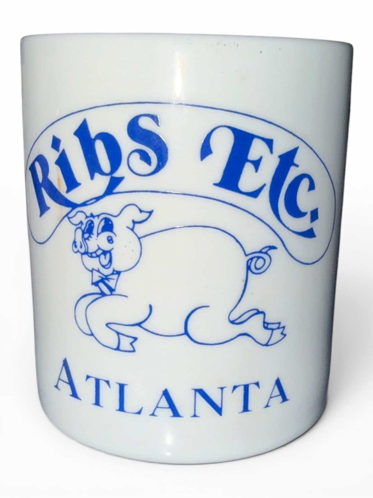 Vintage Ribs Etc Atlanta White Pig Advertising Ceramic Coffee Mug