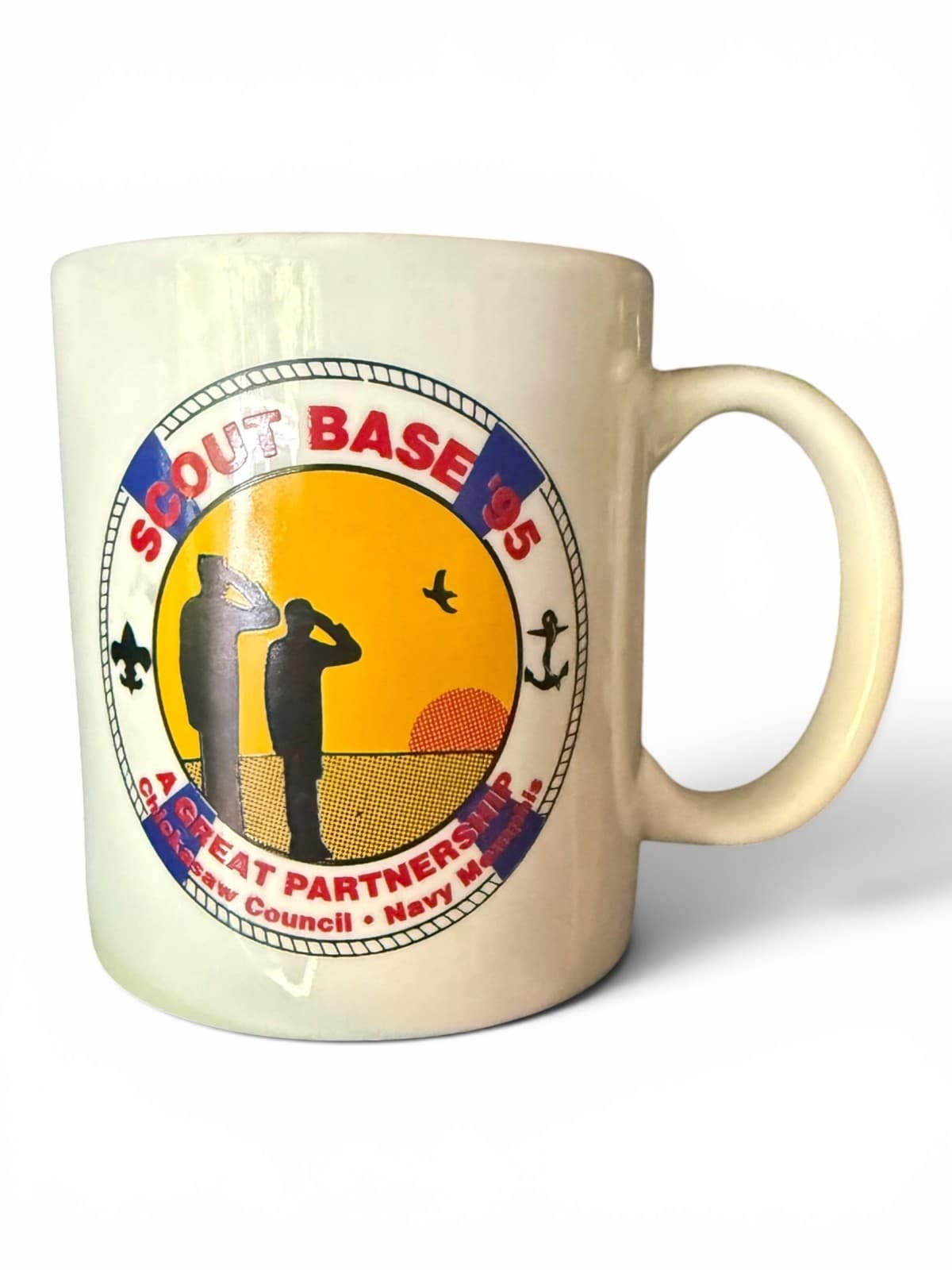VTG Scout Base 95 A Great Partnership Chickasaw Council Navy Memphis Coffee Mug
